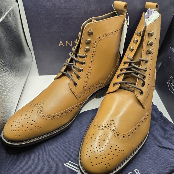Anthony Veer Grant Boots Walnut‎ 11D In Commando Sole Wingtip Lace Up NWB - Picture 1 of 15